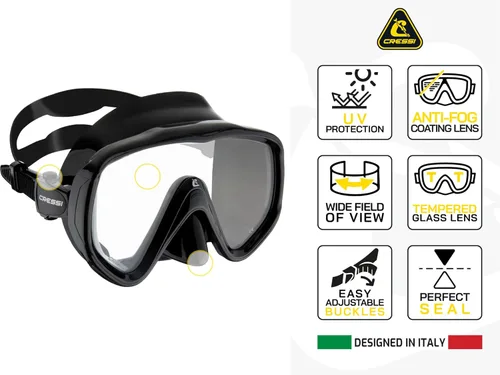Vista 3 de Cressi Perfect View Scuba Diving, Snorkeling Mask in Pure Comfortable Silicone - Available with Different Panoramic Lenses - Liberty: Designed in