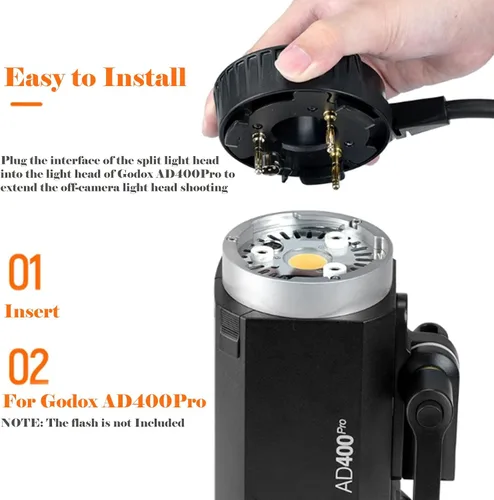Vista 2 de Godox H400P para AD400Pro AD400Pro II Cabezal de flash Godox Mount Off-Flash Extensión de mano Extender Cable de alimentación para AD400 Pro II