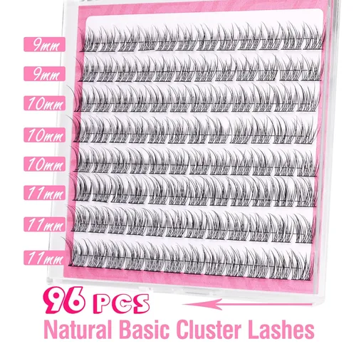 Vista 2 de Extensiones de pestañas naturales en racimo rizado CC, 0.354-0.433 in, longitud mixta, individuales, 96 unidades, extensiones de pestañas