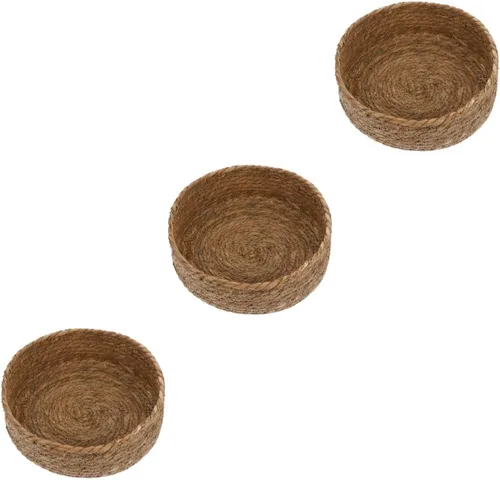 Cabilock 3 unidades de cesta de almacenamiento de paja para alimentos, cesta de ratán, decoración de mesa, almacenamiento tejido, cesta de