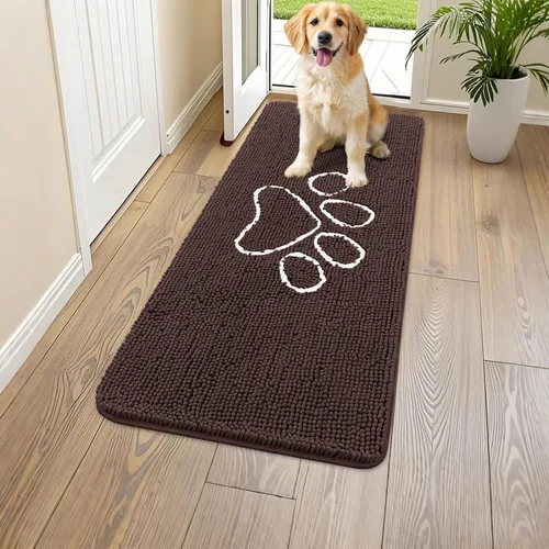 Vista 82 de Smiry Tapete para puerta de perro para patas fangosas, absorbente que atrapa la suciedad, antideslizante, de secado rápido, lavable, tapete