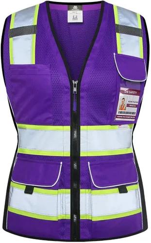 Vista 8 de Dib Safety Chaleco para mujer con bolsillos, chaleco reflectante de malla de alta visibilidad, ANSI Clase 2 fabricado con cinta reflectante 3M, Negro