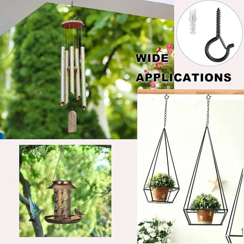 Vista 6 de PlusRoc Paquete de 20 ganchos de tornillo para exteriores para colgar plantas, cadena de luces resistentes, gancho de ojo de 2.2 pulgadas, ganchos