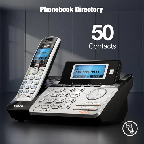 Vista 9 de VTech teléfono inalámbrico de 2 líneas para pequeñas empresas o hogar con sistema de contestador y buzón en cada línea, identificador