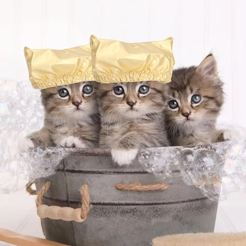 Vista 3 de Cat Shower Hat, Cat Muzzle for Grooming Waterproof Cat Helmet and Adjustable Dog Earmuffs Reusable Bath Ear Covers for Cat Dog Kitten Puppy (M)