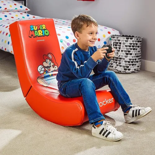 Vista 10 de X Rocker Silla de videojuegos con licencia oficial de Nintendo Super Mario Bros Video Rocker, colección Joy (rojo, Mario)