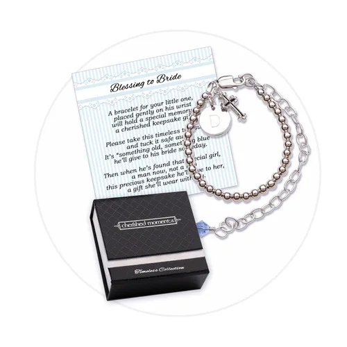 Vista 9 de Cherished Moments Pulsera de cruz de bautismo a novia para niños en plata de ley 925