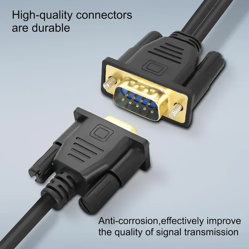 Vista 2 de MEIRIYFA DB9 - Cable adaptador divisor en Y DB 9 pines, 1 macho a 2 hembras, cable de extensión RS232, cable recto a través del puerto serie D-Sub