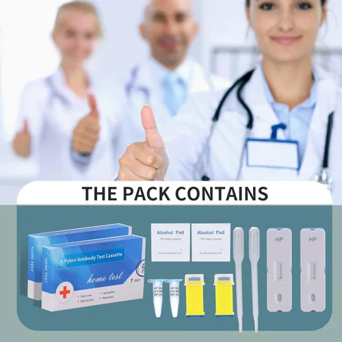 Vista 3 de H. Pylori, Kit de detección de Helicobacter Pylori de 2 pruebas, 10-15 minutos de prueba rápida en casa, El resultado es altamente preciso, Fácil