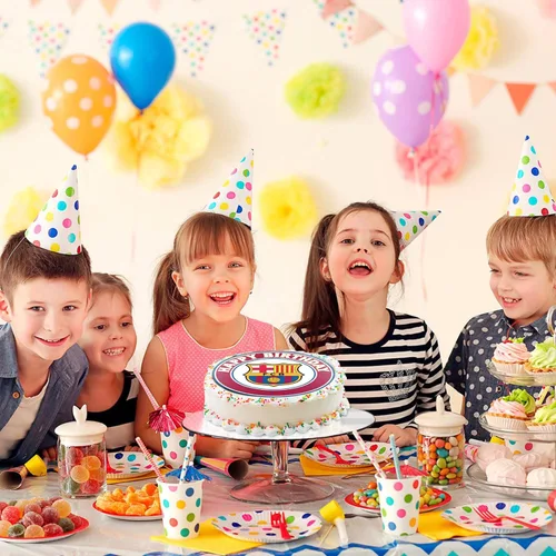 Vista 5 de 7.5 Barcelona Cake Topper – Decoración redonda comestible para tarta de cumpleaños, pastel de feliz cumpleaños