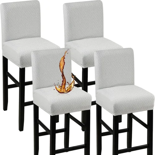Vista 32 de YISUN - Fundas para taburete de bar, mezcla de forro polar elástico y poliéster, lavables y removibles, para taburete de bar y silla alta, con Beige