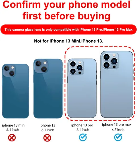 Vista 2 de Reemplazo de lente de cristal de cámara trasera OEM para iPhone 13 Pro y iPhone 13 Pro Max con adhesivo preinstalado y kit de herramientas