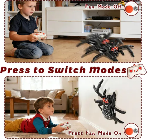 Vista 5 de Araña de control remoto para escalada en la pared, robot araña recargable a control remoto con alta velocidad y rotación de 360°, divertidos