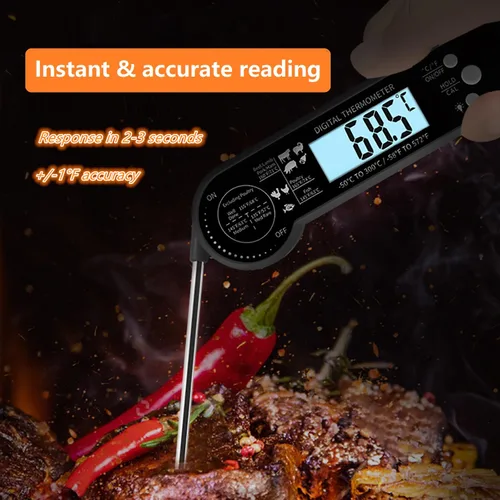 Vista 3 de Termómetro digital para carne con holgura de sonda, termómetro impermeable para asar a la parrilla, imán y abridor de botellas, lectura instantánea