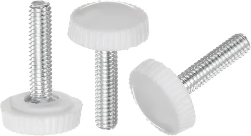 Vista 6 de uxcell 20 pomos moleteados de rosca métrica macho M4 x 0.236 in, pomos de sujeción de tornillo de pulgar, mango de plástico con perno roscado