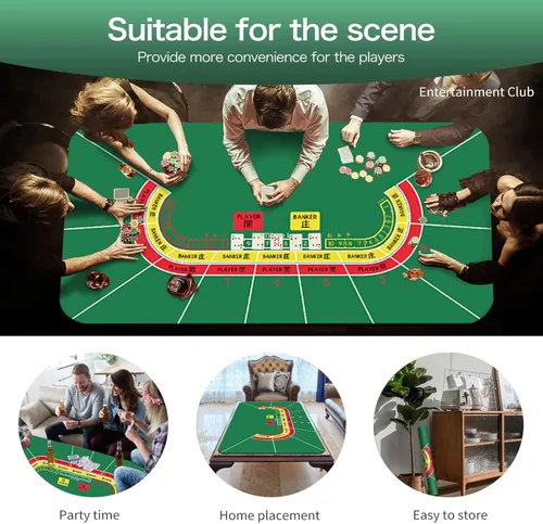 Vista 7 de Tapete de póquer de póquer, tapete de póquer portátil profesional para ruleta de casino, tapete de diseño de mesa plegable para juegos de póquer