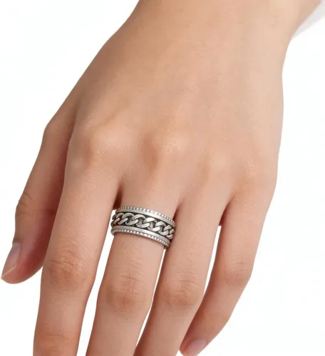 Vista 8 de Anxiety Spinner Ring Set (4 Pcs) - Moon & Star Design Fidget Rings for Women, Stress Relief Rotating Rings in Gold/Rose Gold/Black/Silver, US