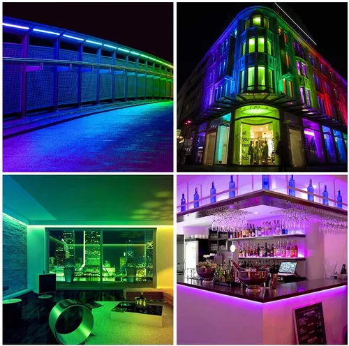 Vista 4 de BTF-LIGHTING -Tira LED WS2811 DC24V 32 pies, direccionable RGB, 600 LEDs, 100 píxeles, PCB blanco Dream Color IP30 no impermeable, funciona