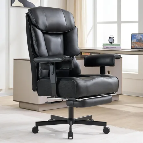 Silla de oficina grande y alta con reposapiés, sillas de oficina ejecutivas de respaldo alto resistente con reposabrazos ajustables, silla de