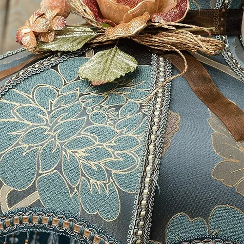 Vista 6 de JITEM Lámpara de Mesa de estilo europeo E27 Lámpara de mesa de lino Lámpara de noche retro Lámpara de noche cuidadosamente tallada lámpara