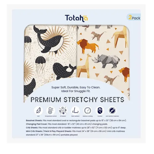 Vista 28 de TotAha Sábanas elásticas de alta calidad para moisés para bebé, sábanas cómodas y sedosas para cuna de 18 x 36 pulgadas para colchón ovalado