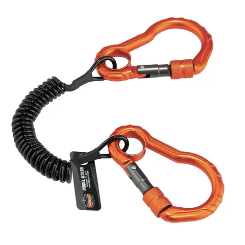 Cordón de bobina para herramientas con dos mosquetones, capacidad de peso de la herramienta 2 libras, Ergodyne Squids 3166, negro
