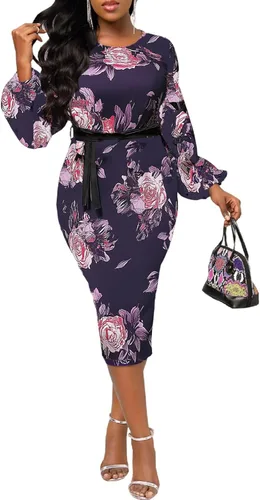 Vista 7 de Xinlees Vestidos elegantes para mujer, sexy, ajustado, manga larga, vestidos de negocios