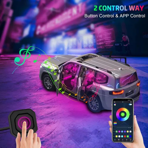 Vista 7 de Luces acrílicas para interior de automóvil, tira de luz LED AMKI para automóvil con control de aplicación y subcontrol, accesorios de automóvil, kit