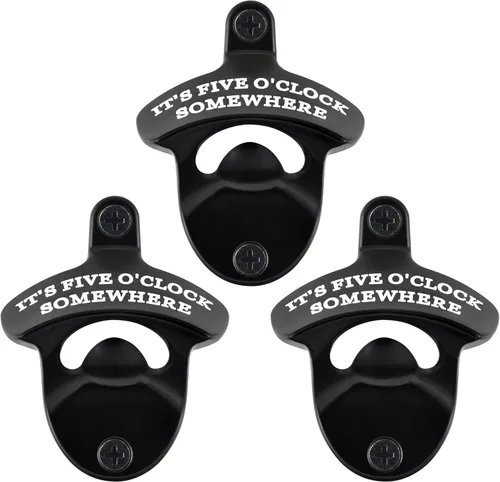 Vista 9 de Abridor de cerveza de montaje en pared, con rosca IT'S FIVE O'CLOCK SOMEWHERE, abrebotellas de bronce antiguo, para regalos