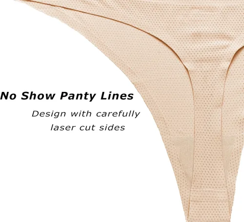 Vista 5 de CRISAN Tangas sin costuras para mujer, ropa interior de nailon para mujer, paquete de 6