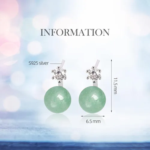 Vista 91 de Jade Earrings Studs,Green Jade Earrings for Women,925 Sterling Silver Earrings Studs for Sensitive Ears,Handmade Jade Earrings for Birthday