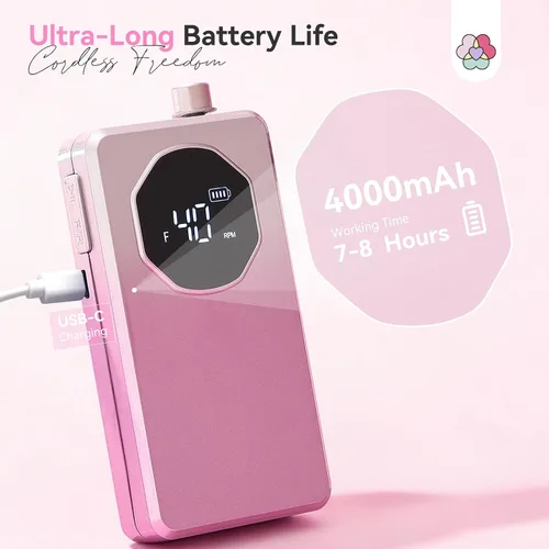 Vista 4 de SAVILAND - Taladro de uñas de eliminación rápida de 40000 rpm 2-Rosa
