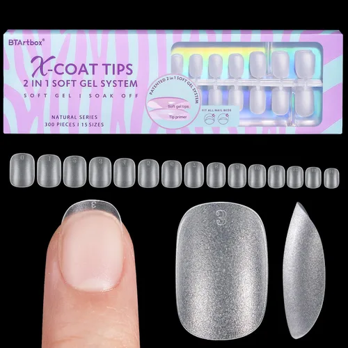 Vista 10 de BTArtbox - Puntas de uñas acrílicas transparentes francesas, 500 piezas de media cubierta, uñas postizas/falsas con estuche para salones de uñas