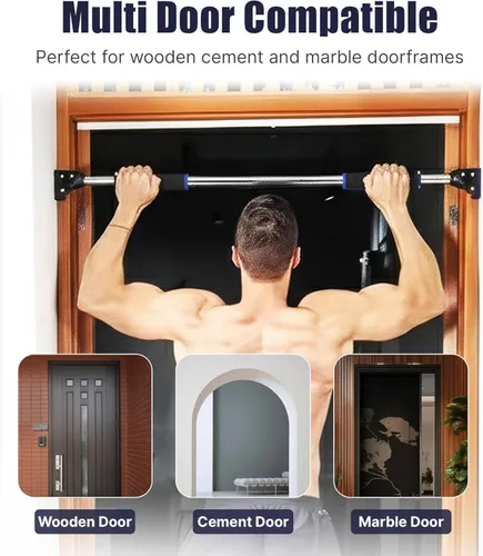 Vista 4 de Barra de dominadas para barra de barbilla de puerta, sin tornillos, ancho del marco de la puerta, ajustable, 28.3-38.2 in (28-38 pulgadas),