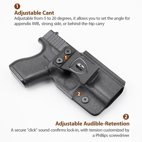 Vista 6 de WARRIORLAND IWB Funda Kydex, ajuste selecto para Glock 43/43X o Glock 43X MOS – Funda de transporte interior de cintura, inclinación y retención