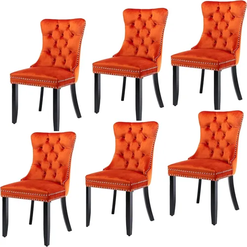 Vista 189 de Juego de 2 sillas de comedor modernas para sala de estar, cocina, patas de madera maciza, cojín acolchado de tela de lino, asiento y respaldo