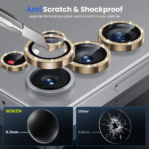 Vista 4 de WSKEN Para Samsung Galaxy S26 Ultra Cámara Protección - Dureza 9H Resistente a los arañazos Sin Burbujas Cámara Templada HD Vidrio de Metal Vidrio