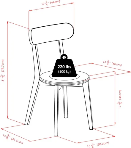 Vista 3 de Winsome Pauline - Juego de 2 sillas (nogal, 17.32x18.96x31.59)