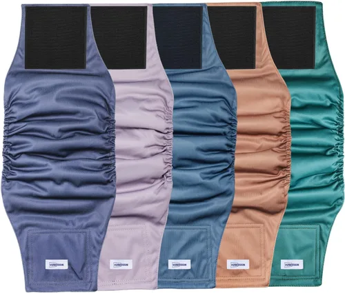 Vista 8 de Pañales reutilizables para perros machos, bandas para el vientre lavables premium para perros machos, paquete de 5, envolturas extra pequeñas