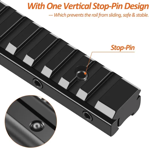 Vista 3 de Adaptador Convertidor de Carril de Cola de Milano de 11mm a Picatinny de 21mm - 155mm6.1" de Largo Montura de Mira de Perfil Bajo Convertidor