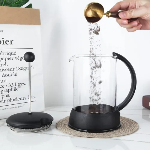 Vista 7 de Easyworkz Eclipse - Prensa francesa de 27 onzas, con cuchara de café medidora de acero inoxidable retro de 0.35 onzas, oro cepillado
