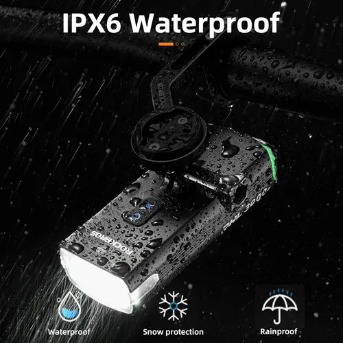 Vista 7 de ROCKBROS Luces de bicicleta de 10000 mAh USB-C recargables para bicicleta de noche - 3000 lúmenes brillantes luces de bicicleta - Más de 24 horas