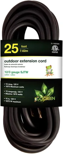 Vista 26 de Go Green Power Inc. (GG-13708BK) - Cable de extensión 16/3 SJTW para exteriores; color negro, 8 pies