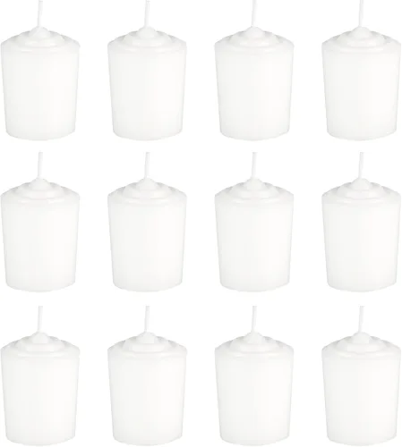 Vista 4 de Velas votivas sin perfume marfil de 15 horas, paquete de 12