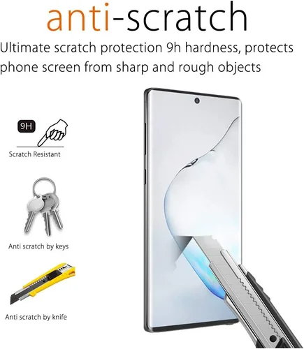 Vista 4 de Samsung Galaxy Note 10 Protector de pantalla de vidrio templado para Galaxy Note 10 [Curvo 3D] [Reconocimiento de huellas dactilares] Protector