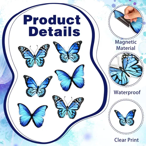 Vista 4 de 6 imanes de mariposa para puerta, imanes flexibles de doble cara, protectores decorativos para puertas corredizas que evitan que personas y mascotas