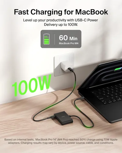 Vista 4 de Belkin Connect Hub USB C de 4 Puertos - Adaptador Multipuerto Dongle con 4 Puertos USB C 3.2 Gen 2 - Transferencia de Datos de Alta Velocidad de 10G