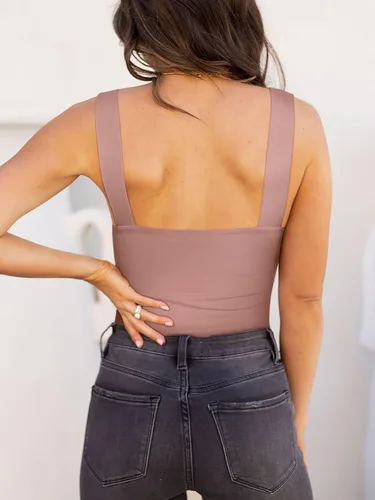 Vista 63 de Reoria - Camiseta sin mangas sexy tipo body con escote cuadrado para mujer, ropa para discoteca