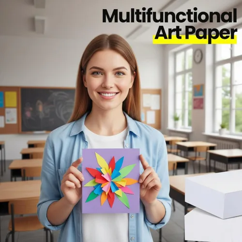 Vista 5 de Harloon 500 hojas de papel de construcción blanco a granel, pesado tamaño A4, papel de construcción blanco grueso para suministros de manualidades