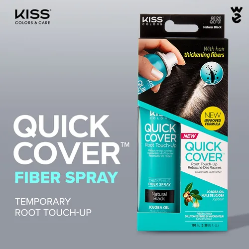 Vista 2 de Kiss Spray de fibra espesante de retoque de raíz de cobertura rápida, 3.38 onzas (negro natural)